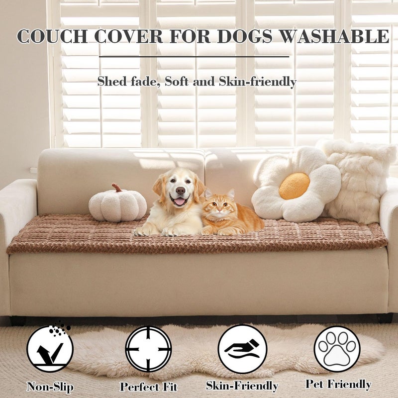 Disayu Couch Cover for Dogs Washable, Non-Slip Pet Couch Covers for Sofa, Fuzzy Dog Couch Cover Blanket for Furniture Protector (Dark Brown, 27.6" x 59"/70 x 150cm) - Image 2