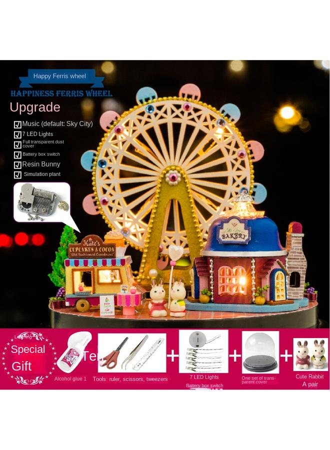 الأزرق جي دبليو منزل فكاهي ديي كوخ يسافر حول نموذج فيلا مجمعة يدوياً ، رجل مبدع يقدم هدية عيد ميلاد أنثى - Image 1