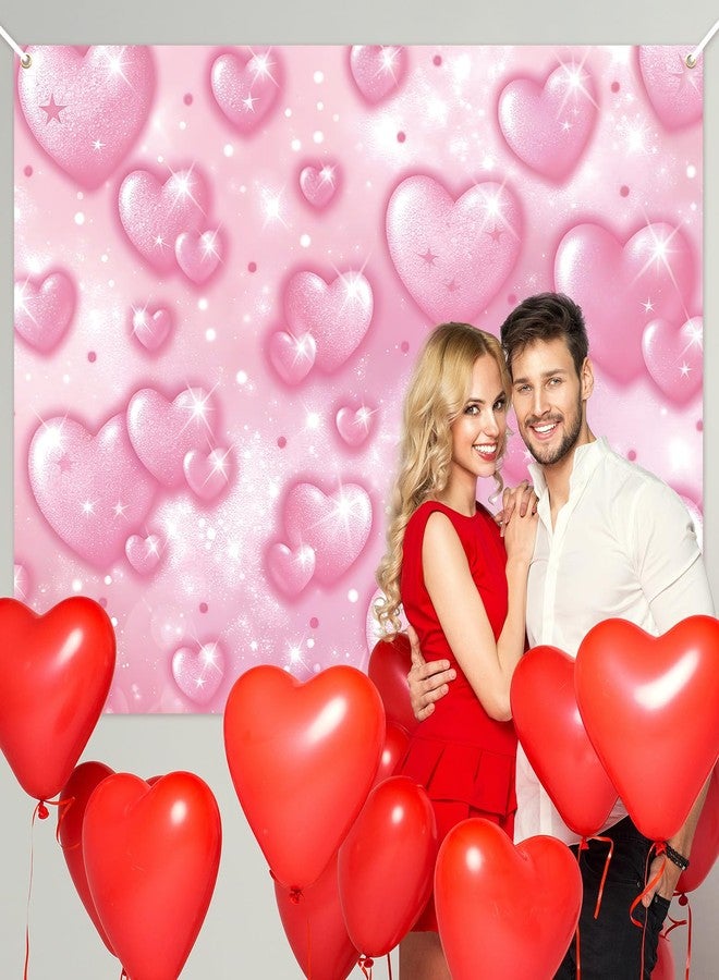 Kreyfer 7 x 5 FT Heart Valentine’s Day Backdrop - Pink Romantic Sparkling Heart Photography Background for Wedding, Engagement, Birthday, and Love-Themed Party Decorations - Image 5