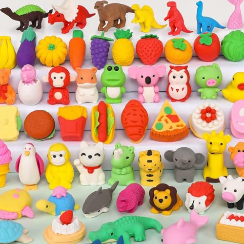 HINZER Animal Erasers for Kids 50 Pack Kid's Eraser Bulk Pull Apart Erasers 3D Puzzle Eraser Classroom Rewards and Prizes Class Treasure Box Kid Party Favors Back to School Supplies Gift - Image 1