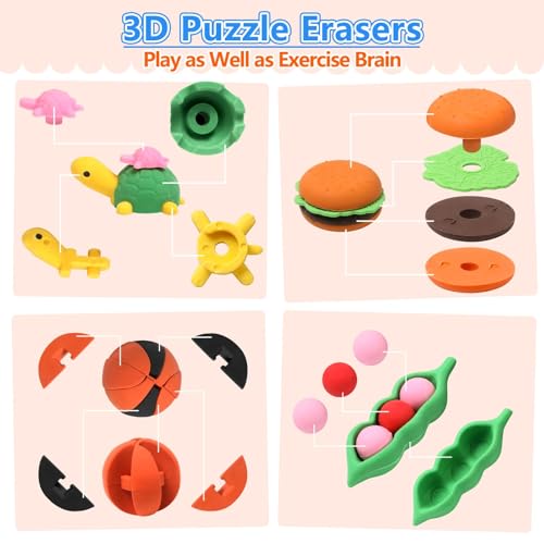 HINZER Animal Erasers for Kids 50 Pack Kid's Eraser Bulk Pull Apart Erasers 3D Puzzle Eraser Classroom Rewards and Prizes Class Treasure Box Kid Party Favors Back to School Supplies Gift - Image 5