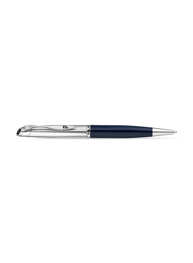 POLICE Police Lucida Silver Blue Stainless Steel Medium Drill Point & Firm Grip Type Blue Ink Pen - PERGB2200202