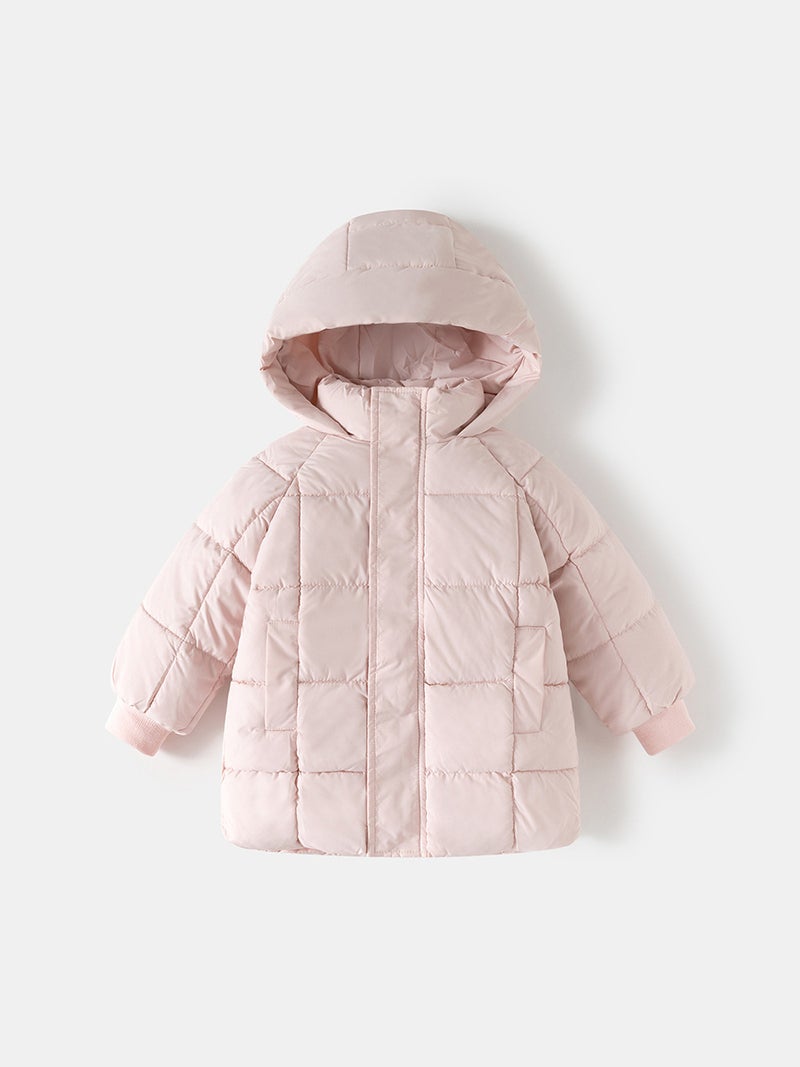 Children'S Mid-Length Cotton Coat Thick Solid Color Korean Style Boys' Warm Cotton Jacket Winter Top - Image 4