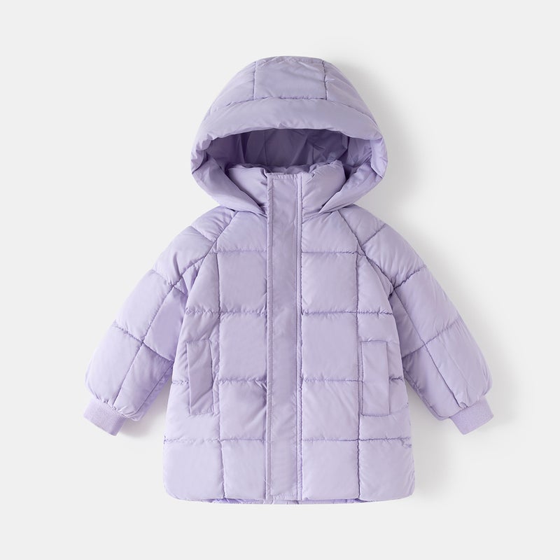 Children'S Mid-Length Cotton Coat Thick Solid Color Korean Style Boys' Warm Cotton Jacket Winter Top - Image 1