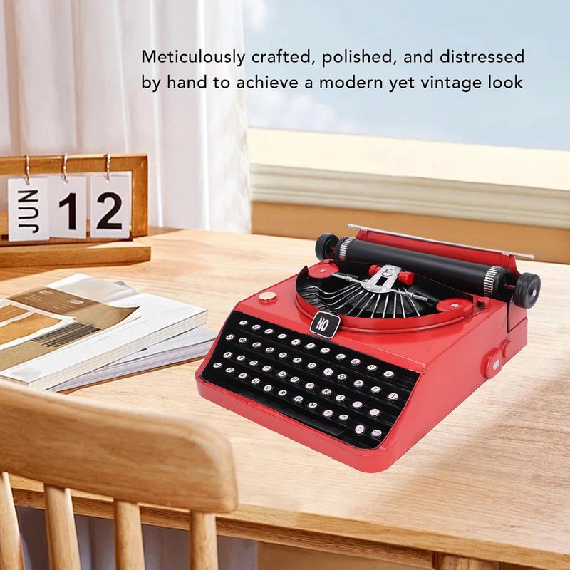 Retro Typewriter Model, Handcrafted Vintage Iron Typewriter Decoration, Artistic Decor AntiqueTypewriter Ornament Display Table Statue for Home Office Cafe - Image 3
