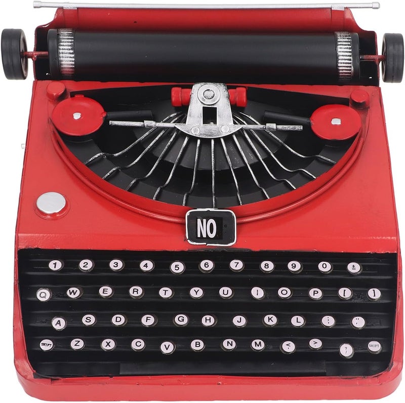 Retro Typewriter Model, Handcrafted Vintage Iron Typewriter Decoration, Artistic Decor AntiqueTypewriter Ornament Display Table Statue for Home Office Cafe - Image 1