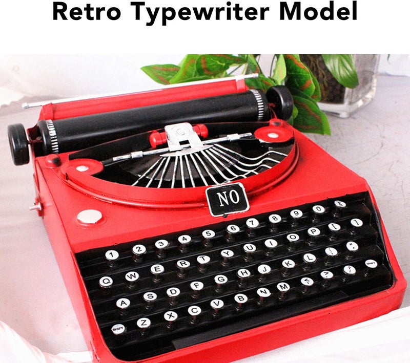 Retro Typewriter Model, Handcrafted Vintage Iron Typewriter Decoration, Artistic Decor AntiqueTypewriter Ornament Display Table Statue for Home Office Cafe - Image 4