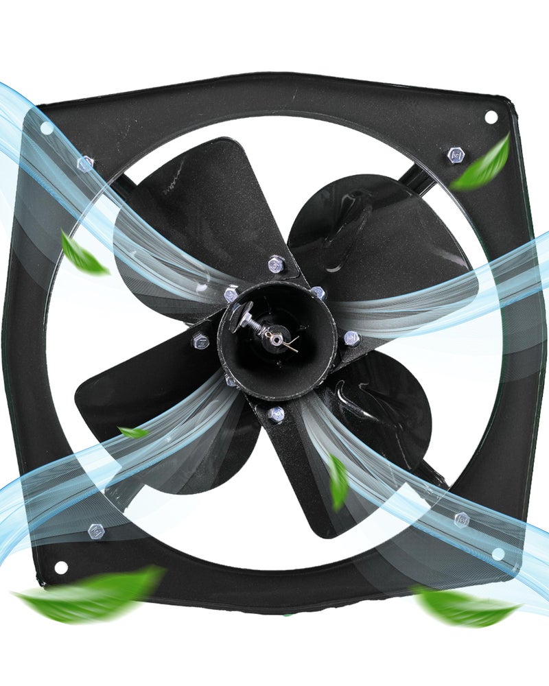 Almonard Exhaust Fan 9 Inch (225mm) - Air Vent Home & Kitchen With 4 Leaf Blades, 1400 RPM, Motor Capacitor, & Dual Ball Bearings - Powerful Suction, Black - Image 1