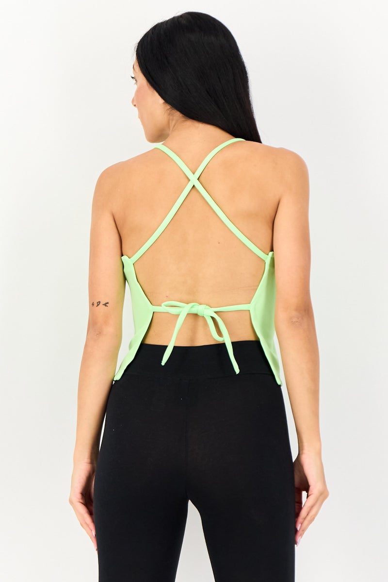 Nike تي شيرت تدريب بدون أكمام ضيق للنساء، لون ليموني - Image 4