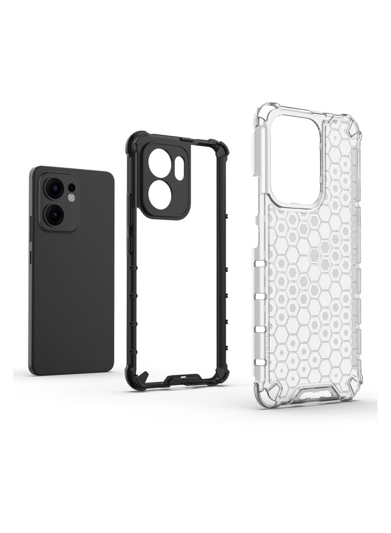 عام حافظة هاتف OPPO Reno13F الشفافة بخلايا النحل المزدوجة، غطاء شامل مع حماية رباعية الزوايا من السقوط لـ Reno13F - Image 3