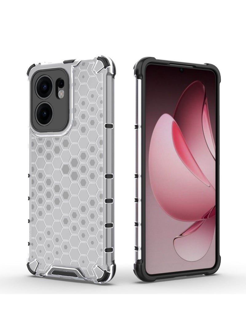 عام حافظة هاتف OPPO Reno13F الشفافة بخلايا النحل المزدوجة، غطاء شامل مع حماية رباعية الزوايا من السقوط لـ Reno13F - Image 1