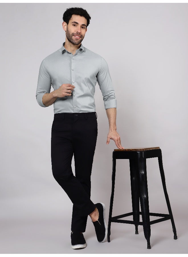 BEYOUNG Grey Plain Cotton Shirts - Image 1
