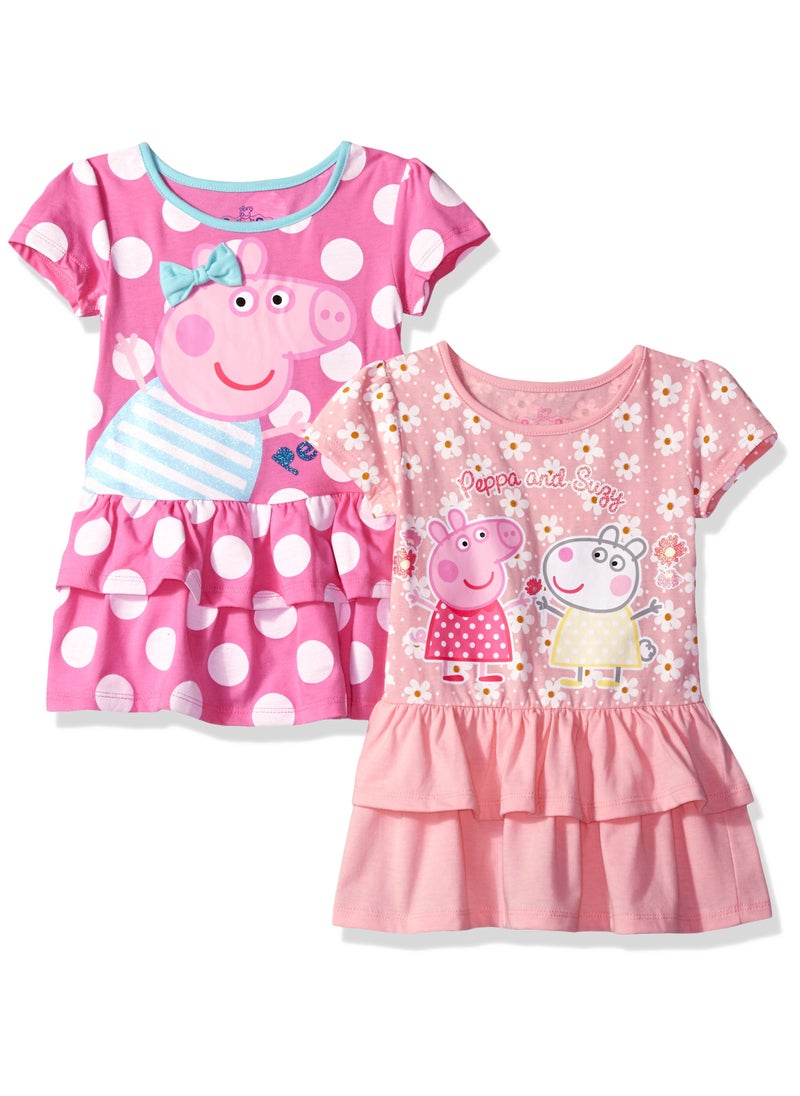 Peppa Pig Peppa Pig Toddler Girls' 2 Pack Dresses, Multi/b, 3T 