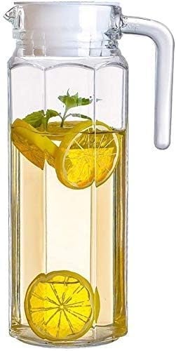 VENEXA VENEXA Glass Water and Juice Jug 1100 ML | Water Square Glass Jug, Glass Bottle Cocktail Fridge Kitchen Picnic Lid (1100 ML)  - Image 1