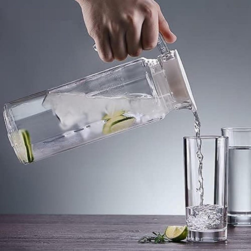 VENEXA VENEXA Glass Water and Juice Jug 1100 ML | Water Square Glass Jug, Glass Bottle Cocktail Fridge Kitchen Picnic Lid (1100 ML)  - Image 3