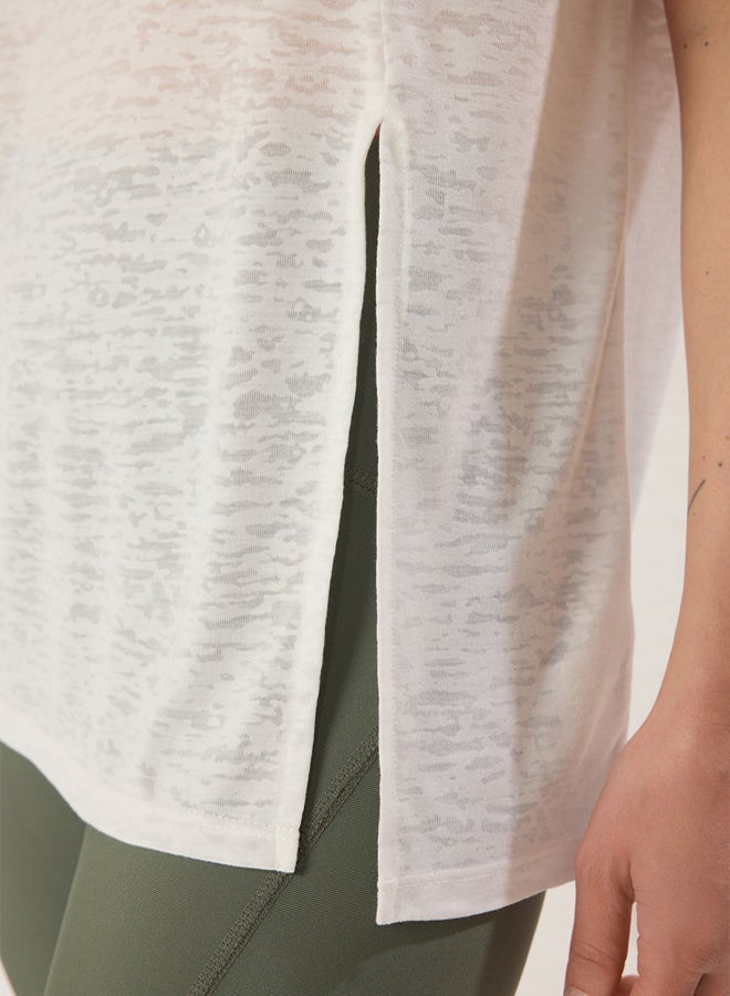trendyol White Slit Detailed Sports Knitted T-Shirt  - Image 3