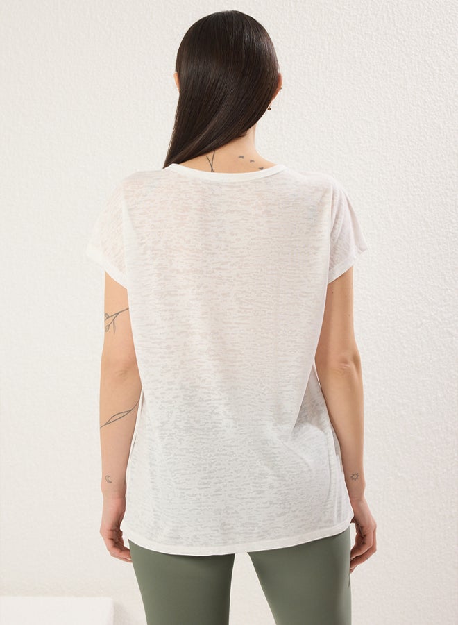 trendyol White Slit Detailed Sports Knitted T-Shirt  - Image 4