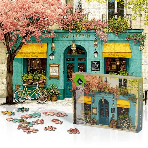 lamplig Jigsaw Puzzles for Adults 1000 Pieces Retro Flower Shop Puzzles 1000 Piece Hard Challenging Family Game Gift Vintage Puzzles with Letters on The Back 11 Poster 276x205 inch - Image 5