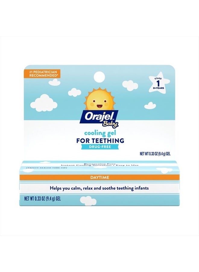 Orajel جل تبريد نهاري للأطفال لآلام التسنين، خالي من الأدوية، العلامة التجارية الموصى بها من قبل أطباء الأطفال لآلام التسنين*، أنبوب 0.33 أونصة - Image 1