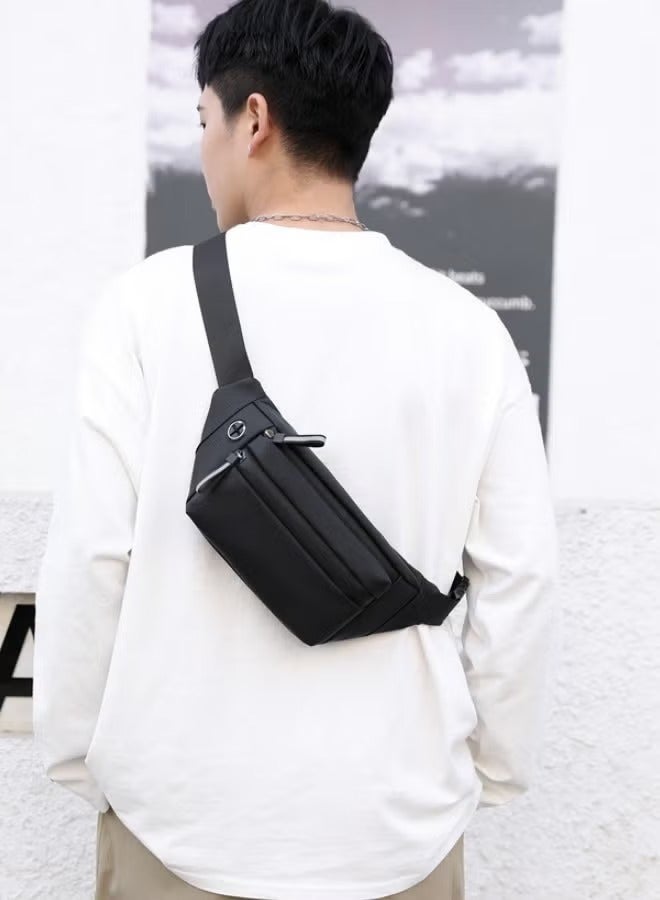 Men's Women's Fashion Waterproof Crossbody Bag with Adjustable Waist Belt, Suitable for Running and Hiking, Travel Waist Bag, Outdoor Sports Waist Bag, Lightweight Men's Sports Waist Bag, Multifunctional Shoulder Bag, Fashion Waist Bag, Belt Bag (Black) - Image 5