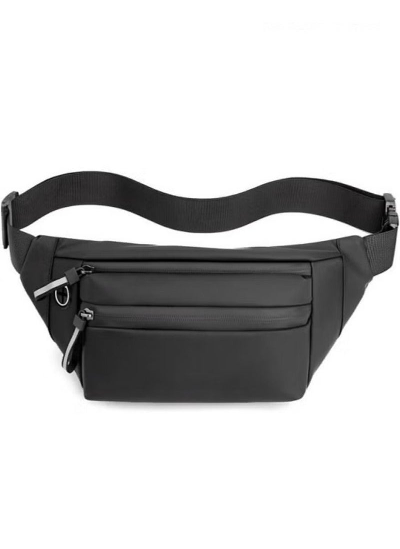 Men's Women's Fashion Waterproof Crossbody Bag with Adjustable Waist Belt, Suitable for Running and Hiking, Travel Waist Bag, Outdoor Sports Waist Bag, Lightweight Men's Sports Waist Bag, Multifunctional Shoulder Bag, Fashion Waist Bag, Belt Bag (Black) - Image 1