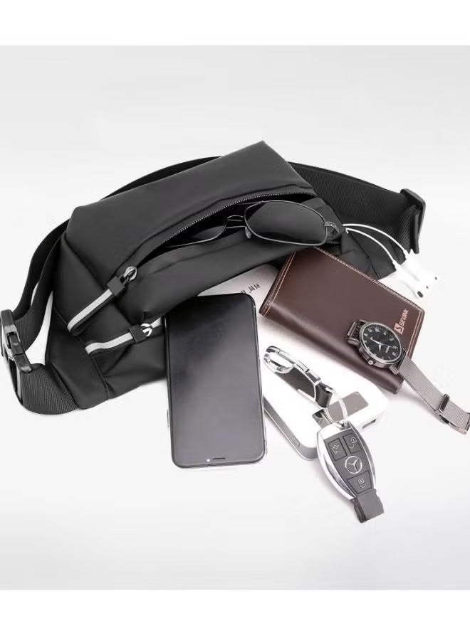 Men's Women's Fashion Waterproof Crossbody Bag with Adjustable Waist Belt, Suitable for Running and Hiking, Travel Waist Bag, Outdoor Sports Waist Bag, Lightweight Men's Sports Waist Bag, Multifunctional Shoulder Bag, Fashion Waist Bag, Belt Bag (Black) - Image 2