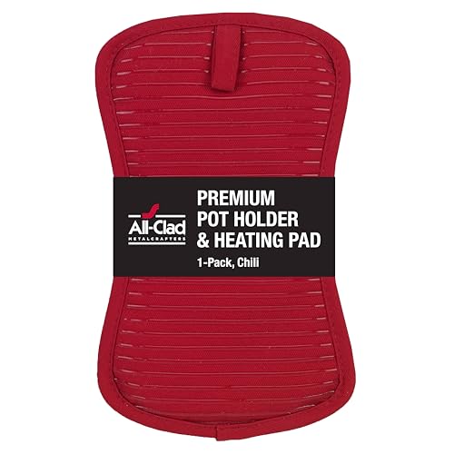 All-Clad Premium Pot Holder & Heating Pad, (1-Pack) Heat Resistant to 500 Degrees, 100% Cotton 10"x6.25" for Kitchen and Barbeque, Chili Red - Image 1