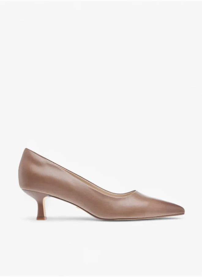 Celeste Womens Solid Slip-On Shoes With Kitten Heels