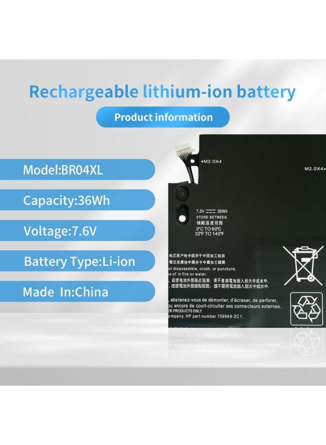 Terabyte BO04XL BR04XL 760505-005 765605-005 HSTNN-DB6M HSTNN-I26C Laptop Akku Ersatz kompatibel für HP EliteBook Folio 1020 1030 G1 M0D62PA M4Z18PA G9P64AV L7Z19PA M5 Serie U02PA 7,4 V, 36 Wh - Image 2
