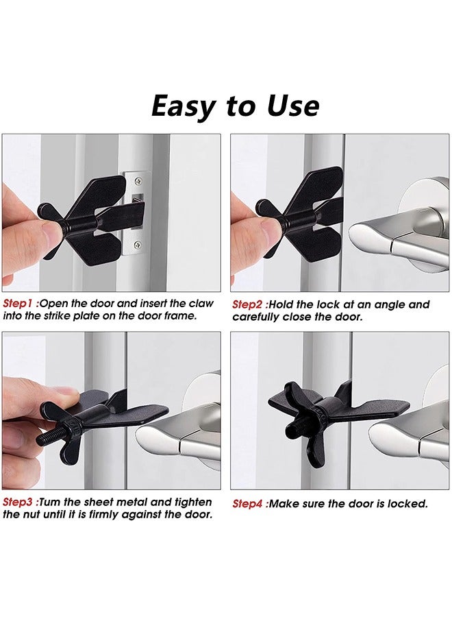 Portable Door Lock, Home Security Door Locker Travel Lockdown Locks for Safety and Privacy Protion, Door Lock Security Devices for Home Hotel School Apartment(Black) - Image 5