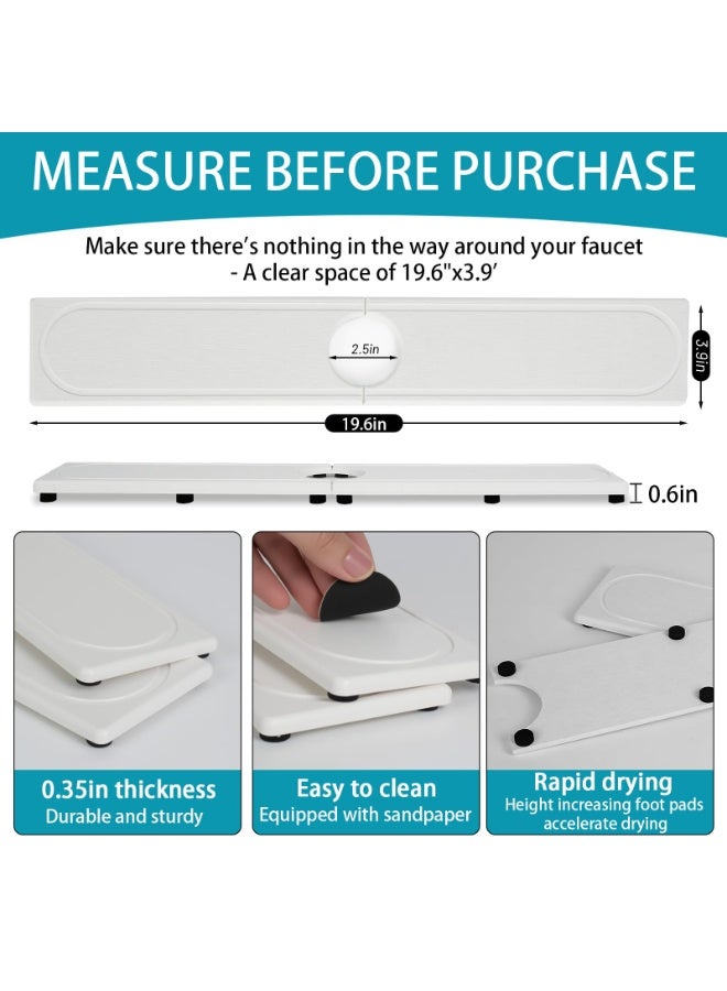 HOMESTAR Super Absorbent Diatomite Hard Mat Faucet Pad - Kitchen Countertop Drying Mat, Drainage Cup Coaster, Fast-Drying Stone Tray Pad - Easy to Clean Algae Mud Mat for All Households White,  50x10cm - Image 5