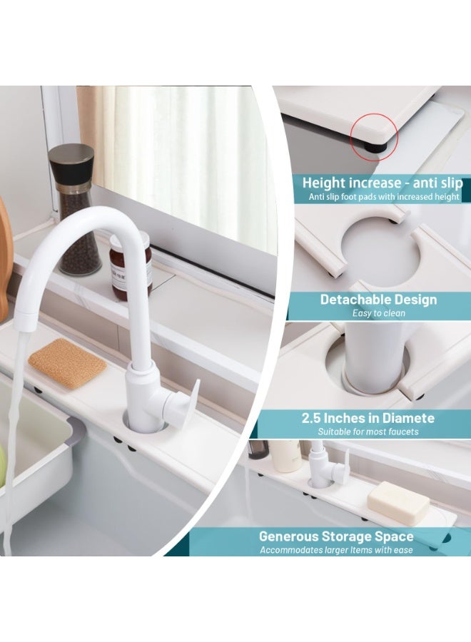 HOMESTAR Super Absorbent Diatomite Hard Mat Faucet Pad - Kitchen Countertop Drying Mat, Drainage Cup Coaster, Fast-Drying Stone Tray Pad - Easy to Clean Algae Mud Mat for All Households White,  50x10cm - Image 2