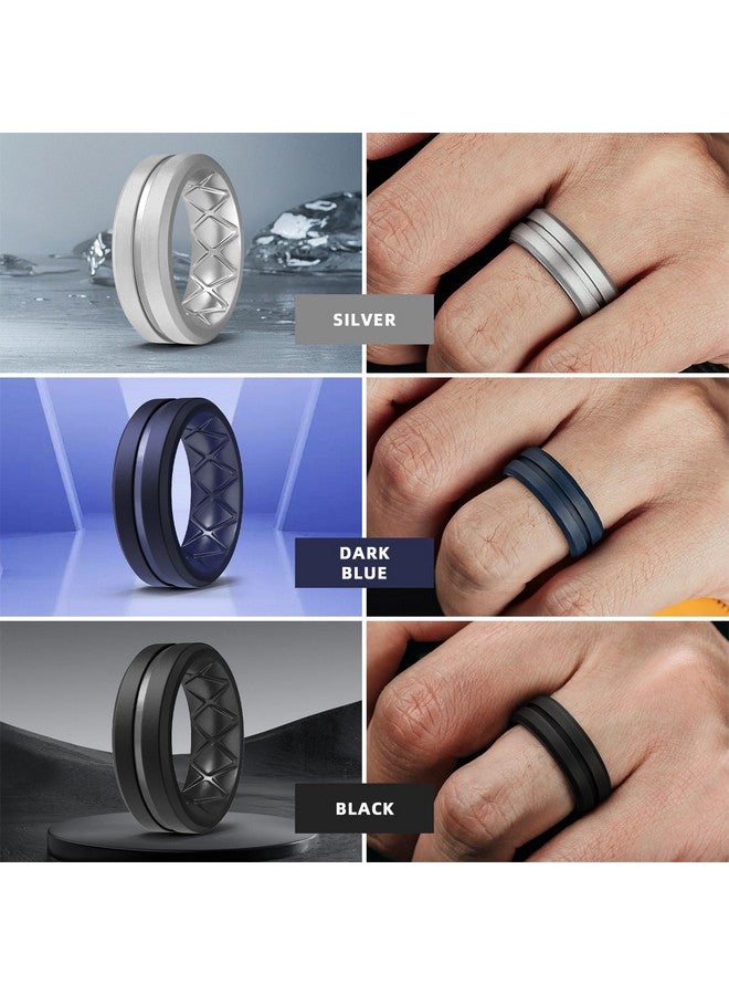 Egnaro Silicone Ring Men 1/4/6 Multipack Breathable Mens Silicone Rubber Bands Wedding Rings for Men Engagement Bands - 8mm Width 2mm Thickness… - Image 2