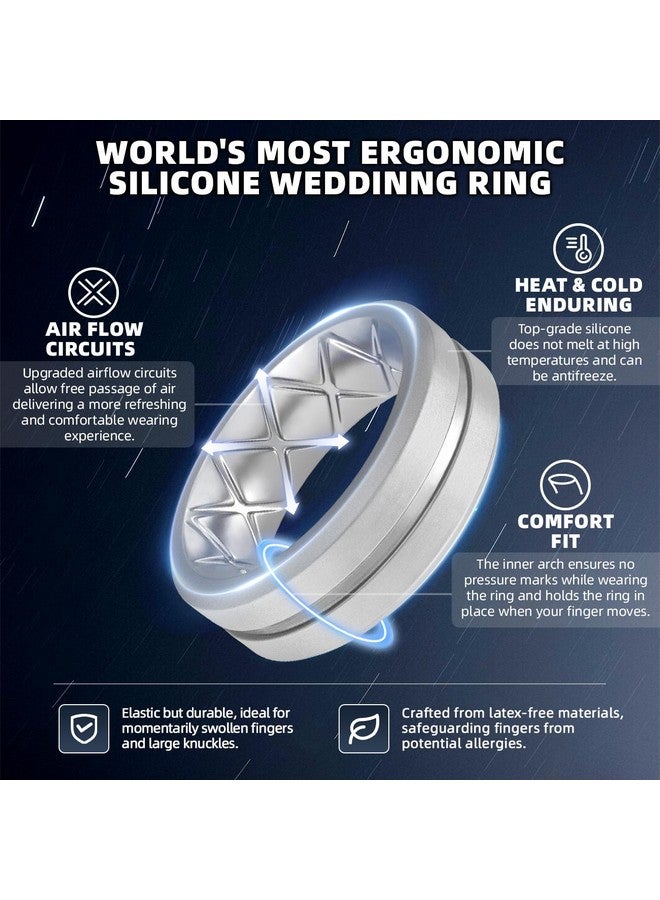 Egnaro Silicone Ring Men 1/4/6 Multipack Breathable Mens Silicone Rubber Bands Wedding Rings for Men Engagement Bands - 8mm Width 2mm Thickness… - Image 1