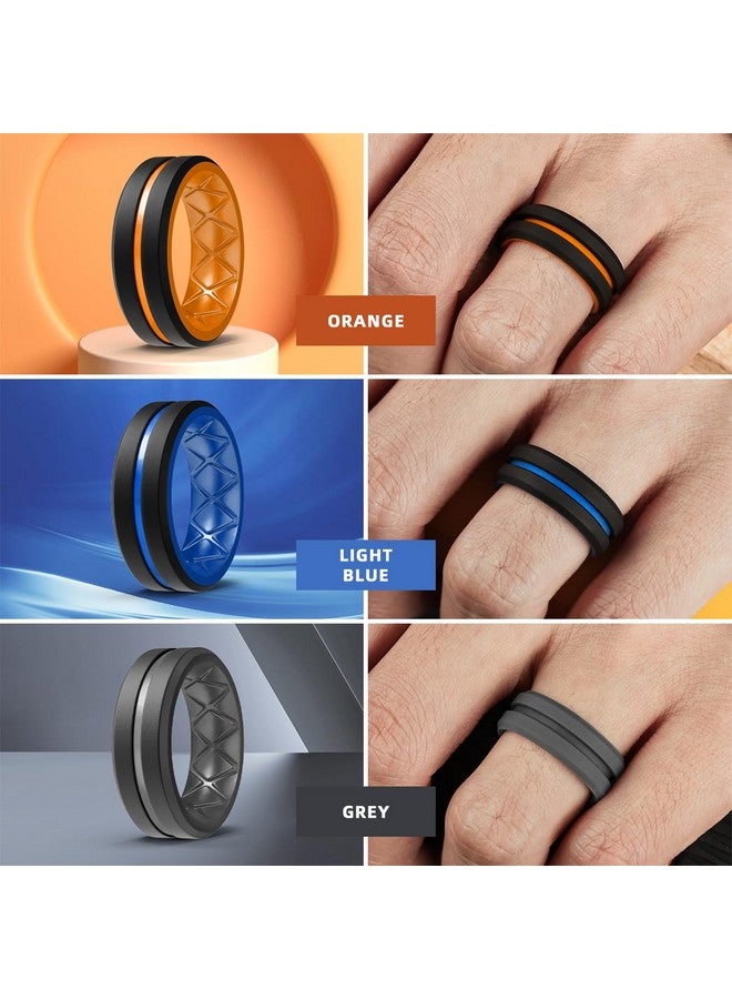 Egnaro Silicone Ring Men 1/4/6 Multipack Breathable Mens Silicone Rubber Bands Wedding Rings for Men Engagement Bands - 8mm Width 2mm Thickness… - Image 3