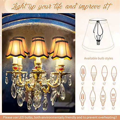 Riakrum 10 Pcs Shades for Chandeliers European Small Lamp Shade Chandelier Clip on Fabric Drum Lamp Mini Rustic Light Cover for Table Candle Wall Light Replacement, 3.1 x 5.5 x 4.7 Inch(Coffee) - Image 4