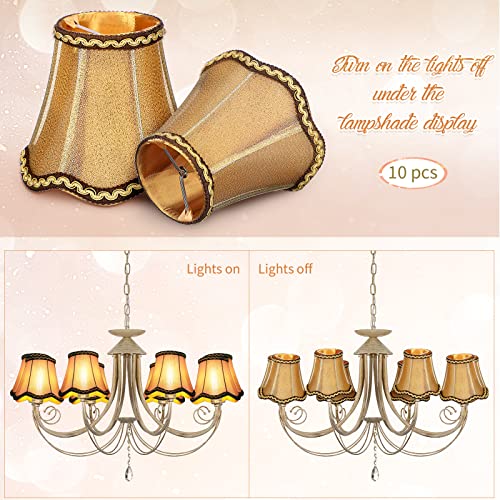 Riakrum 10 Pcs Shades for Chandeliers European Small Lamp Shade Chandelier Clip on Fabric Drum Lamp Mini Rustic Light Cover for Table Candle Wall Light Replacement, 3.1 x 5.5 x 4.7 Inch(Coffee) - Image 5