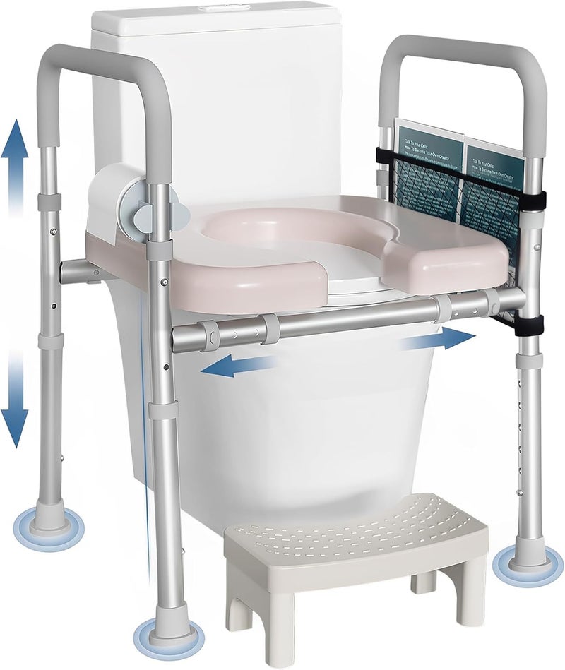 TODO Raised Toilet Seat with Handles, Toilet Seat Riser for Seniors with Adjustable Height & Width, 450lbs Handicap Elevated Toilet Seat for Elderly, Pregnant, Fit Any Toilet (Add Assistance Steps) - Image 1