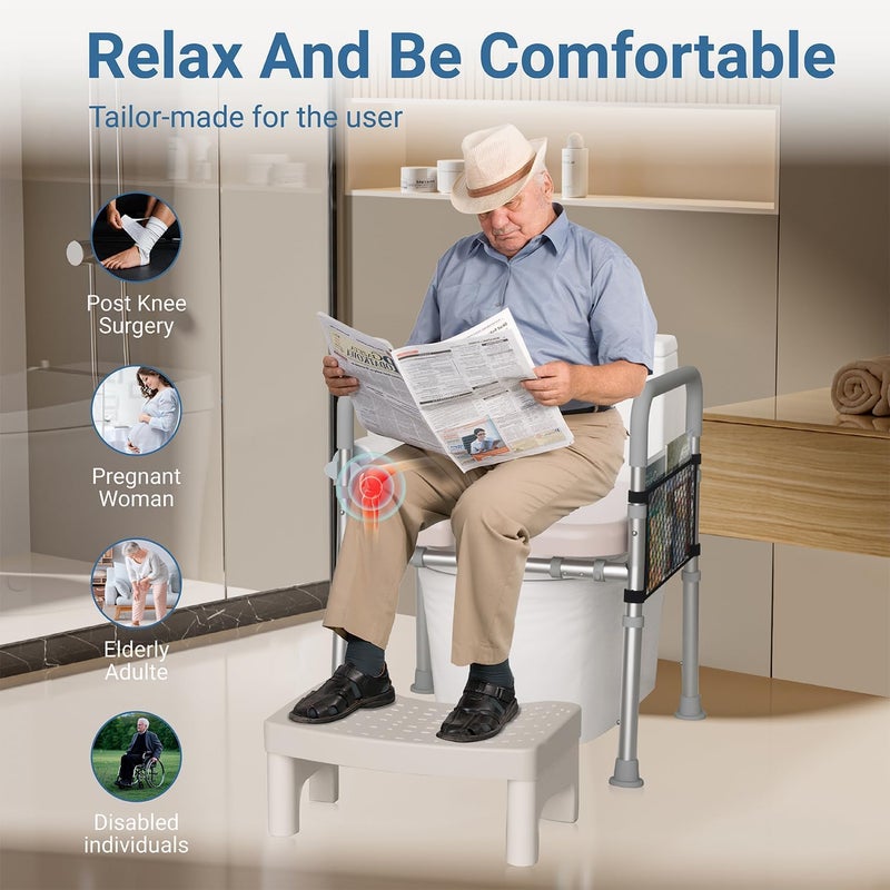 TODO Raised Toilet Seat with Handles, Toilet Seat Riser for Seniors with Adjustable Height & Width, 450lbs Handicap Elevated Toilet Seat for Elderly, Pregnant, Fit Any Toilet (Add Assistance Steps) - Image 4