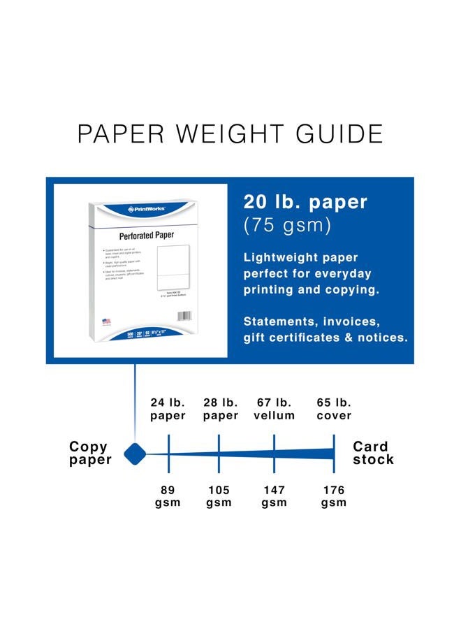 PrintWorks Professional 3 5/8" Perforated Paper, 500 Sheets, 20 lb, White (04132) - Image 2