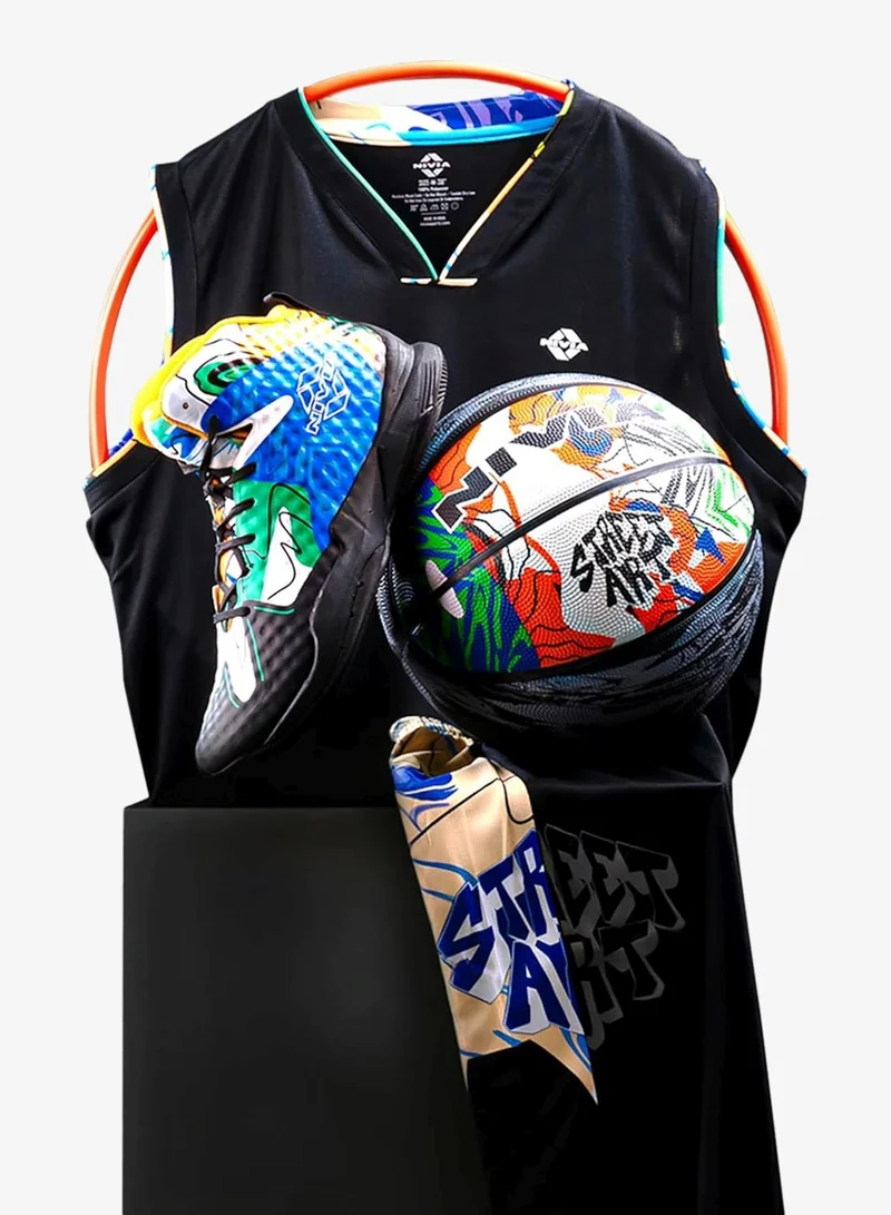 Nivia  Street Art Basketball Jersey Set with Shoes and Basketball - Size XL, Size 9  | Best Price UAE