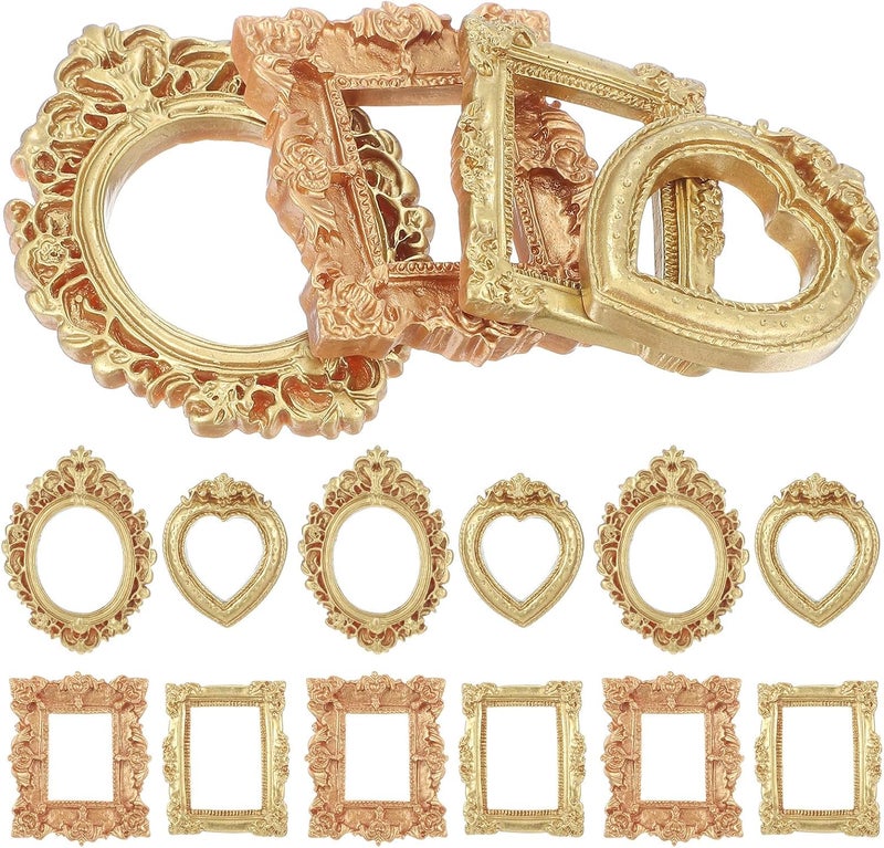 MAGICLULU 40pcs Vintage Mini Gold Picture Frames Small Antique Resin Photo Frames for DIY Jewelry Display Photography Wall and Tabletop Decor Assorted style - Image 1
