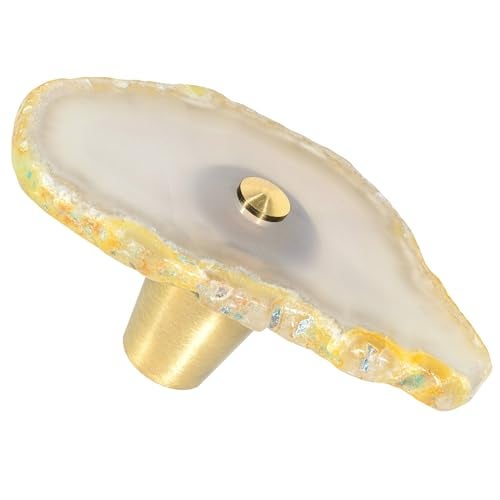 mookaitedecor Set of 4 Agate Slice Drawer Pulls with Screws Decorative Agate Geode Crystal Cabinet Knobs for Dresser Cupboard Kitchen Decor Natural Color - Image 3