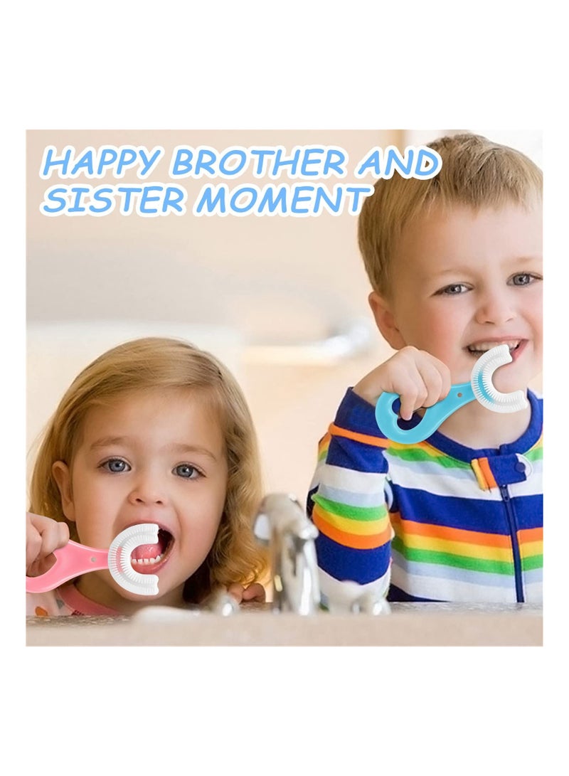 كاست ويف فرشاة أسنان للأطفال على شكل حرف U ، فرشاة أسنان للتدريب اليدوي ، رأس فرشاة سيليكون ناعم ، تصميم تنظيف أسنان الفم 360 درجة ، فرشاة أسنان كاملة الفم للأطفال الرضع 4 قطع من عمر 2 إلى 6 سنوات - Image 2