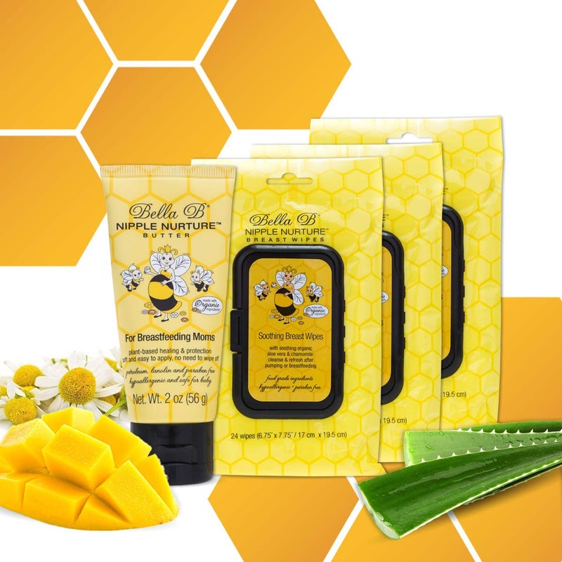 BELLA B Bundle Nipple Nurture Butter 2oz and Nipple Nurture Breast Wipes 3Pack Gift For Mom Pregnancy Gift Bundle - Image 1