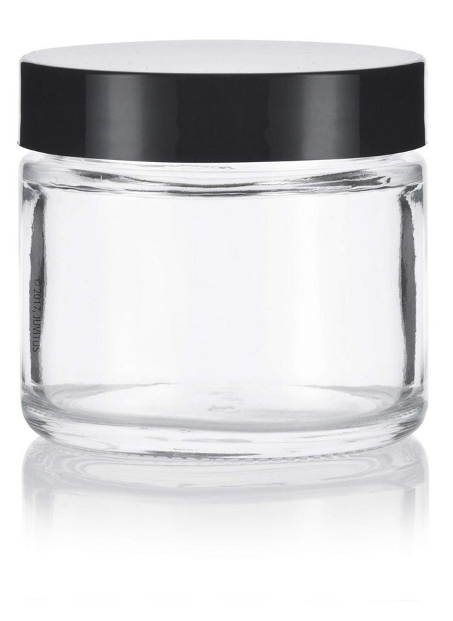 JUVITUS JUVITUS Clear Thick Glass Straight Sided Jar - 2 oz / 60 ml (3 pack) Airtight Smell Proof BPA Free Lids  - Image 4