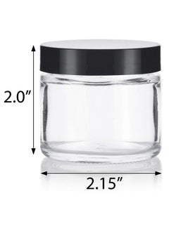 JUVITUS JUVITUS Clear Thick Glass Straight Sided Jar - 2 oz / 60 ml (3 pack) Airtight Smell Proof BPA Free Lids  - Image 2