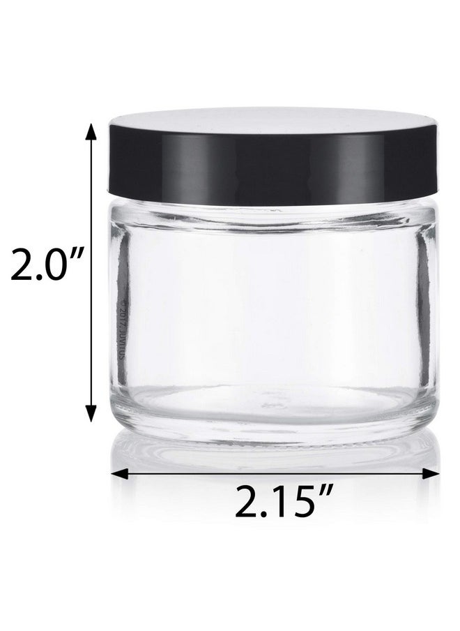 JUVITUS JUVITUS Clear Thick Glass Straight Sided Jar - 2 oz / 60 ml (3 pack) Airtight Smell Proof BPA Free Lids  - Image 2