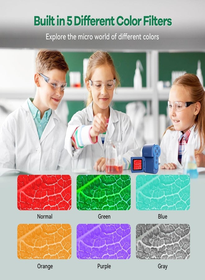 Hideal HP20 IPS Microscope for Kids: [3-in-1] [Easy and Fun] 2" Portable Handheld Microscope Miniscope, Pocket Mini Scope Educational Science Kit, Christmas Birthday Gifts for Kids, 32GB, Blue - Image 4