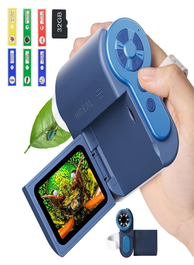 Hideal HP20 IPS Microscope for Kids: [3-in-1] [Easy and Fun] 2" Portable Handheld Microscope Miniscope, Pocket Mini Scope Educational Science Kit, Christmas Birthday Gifts for Kids, 32GB, Blue - Image 1